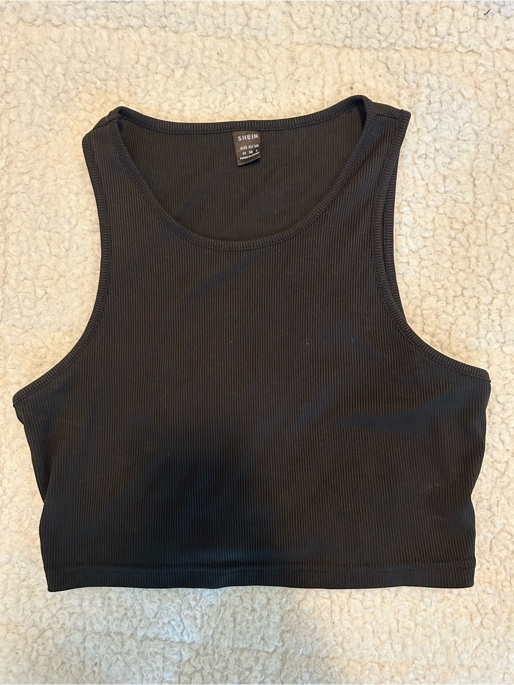 SHEIN Black Ribbed Crop Tank
